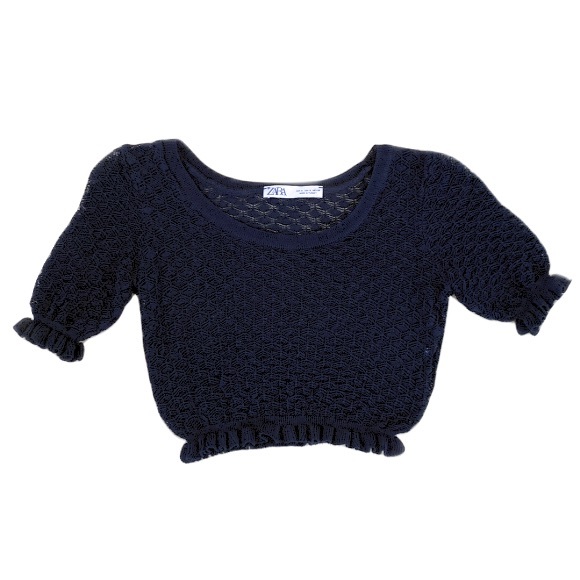 Zara Knit Ruffled Cropped Top - Picture 6 of 6